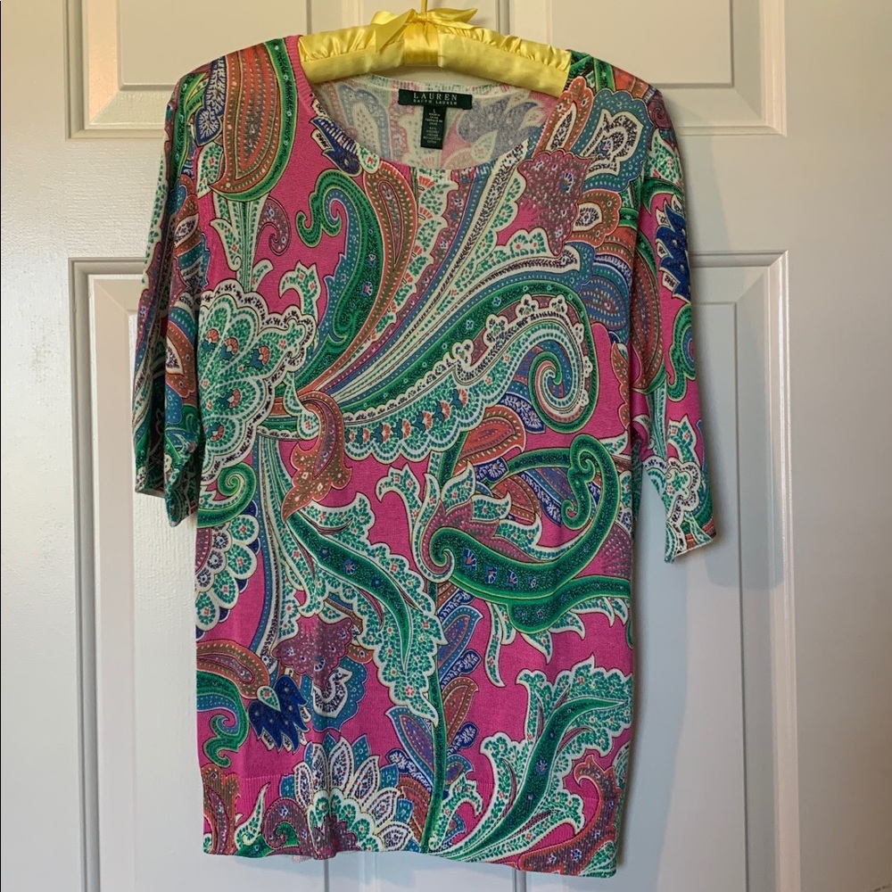 Ralph Lauren Multicolor Paisley lightweight s/s sweater size L